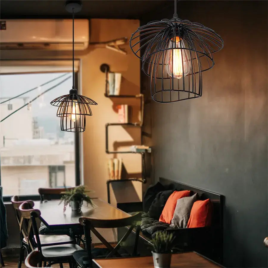 DecorBites™ Black Iron Cage Pendant Light for Kitchen Living Room Shop