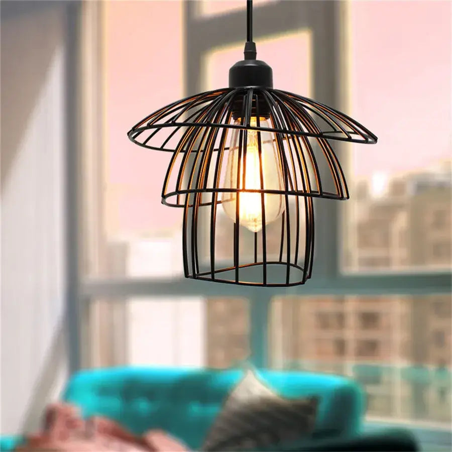 DecorBites™ Black Iron Cage Pendant Light for Kitchen Living Room Shop