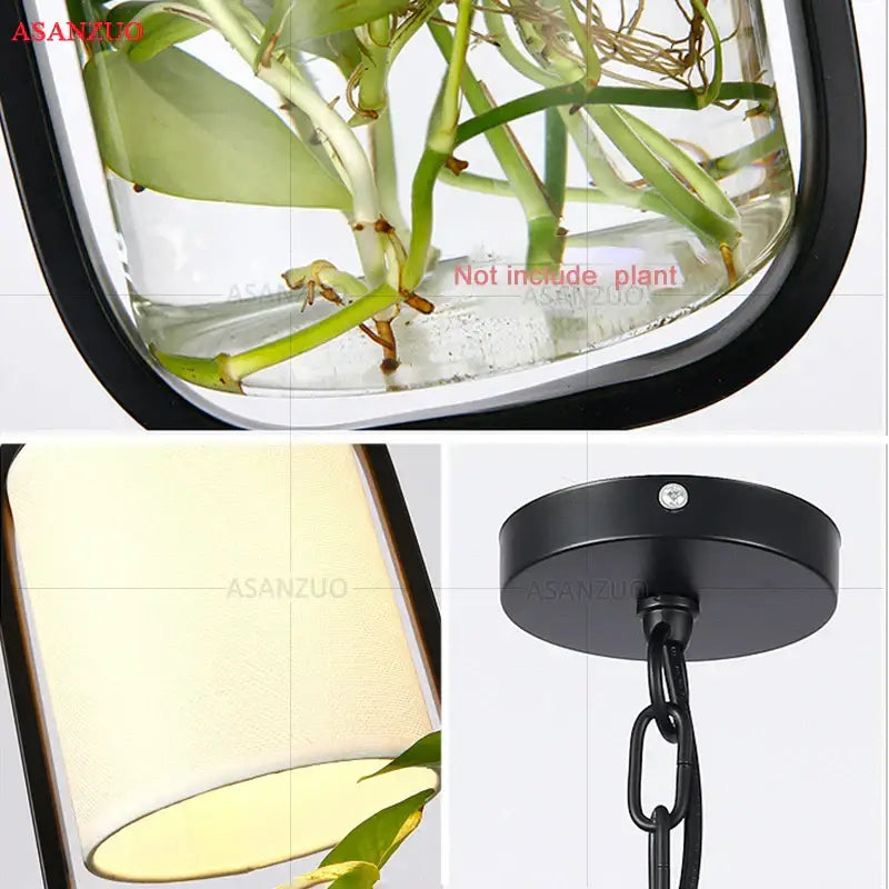 DecorBites™ Black Iron Cage Pendant Light with Glass Cloth Shade E14 Loft Hanging Lamp