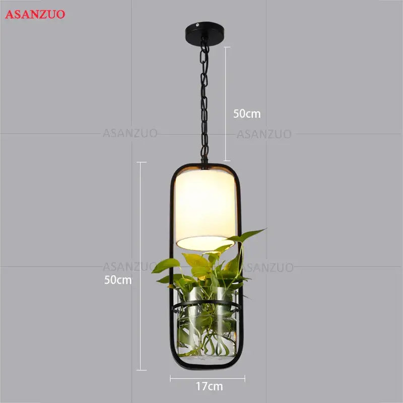 DecorBites™ Black Iron Cage Pendant Light with Glass Cloth Shade E14 Loft Hanging Lamp
