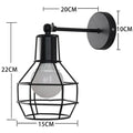 DecorBites™ Black Iron Cage Wall Lamp: Retro Indoor Sconce for Bedroom, Bar, and Reading