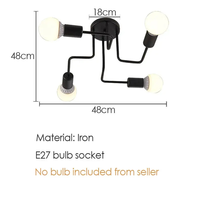 DecorBites™ Black Iron Ceiling Light for Living Room, Bedroom, Dining Room, and Kitchen