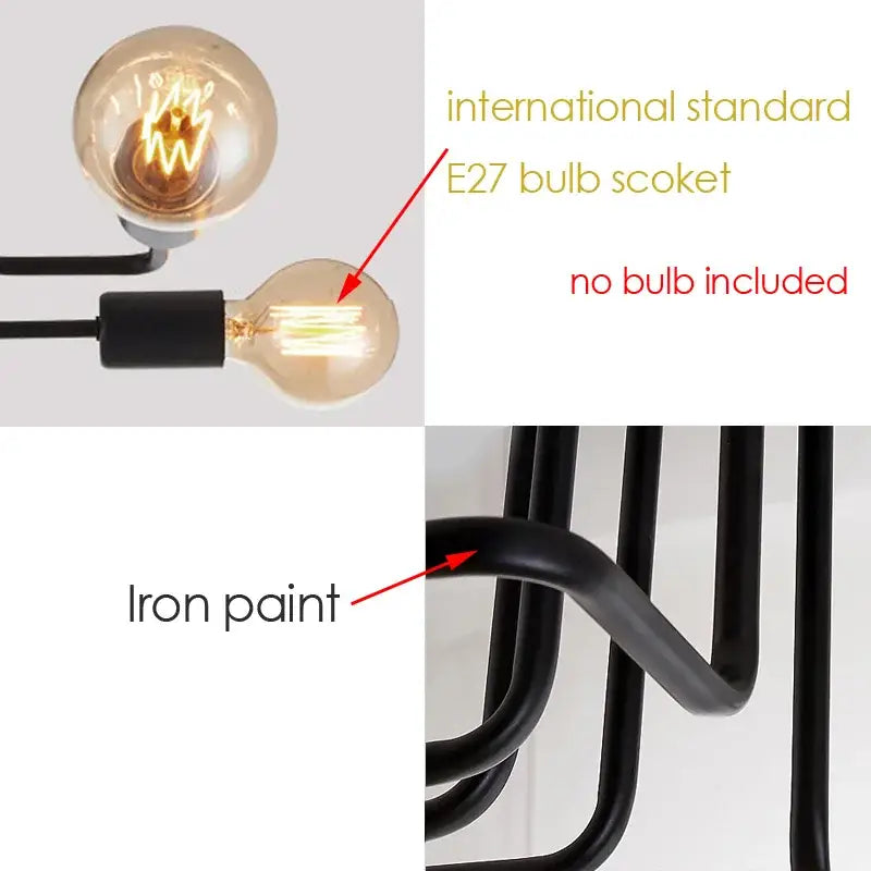 DecorBites™ Black Iron Ceiling Light for Living Room, Bedroom, Dining Room, and Kitchen