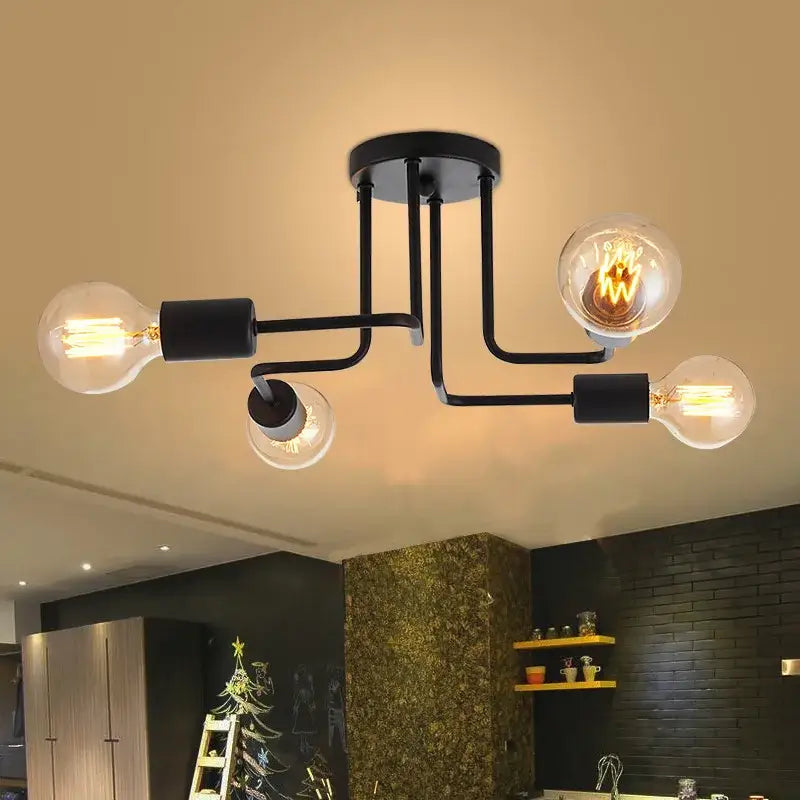 DecorBites™ Black Iron Ceiling Light for Living Room, Bedroom, Dining Room, and Kitchen