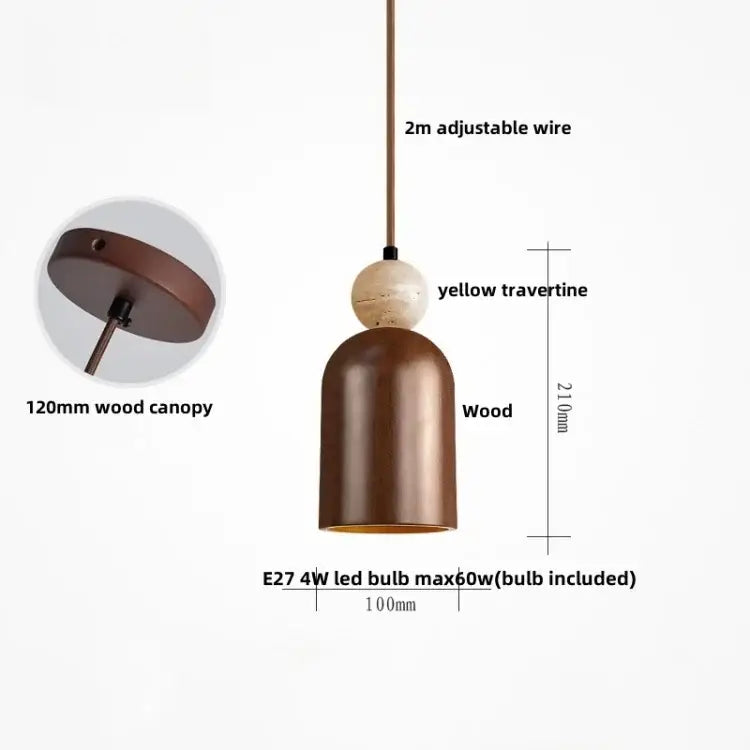 DecorBites™ Black Iron LED Pendant Lights Stone Wabi Sabi Hanging Lamp Hallway Decor