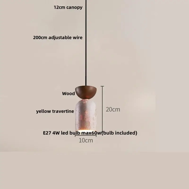 DecorBites™ Black Iron LED Pendant Lights Stone Wabi Sabi Hanging Lamp Hallway Decor
