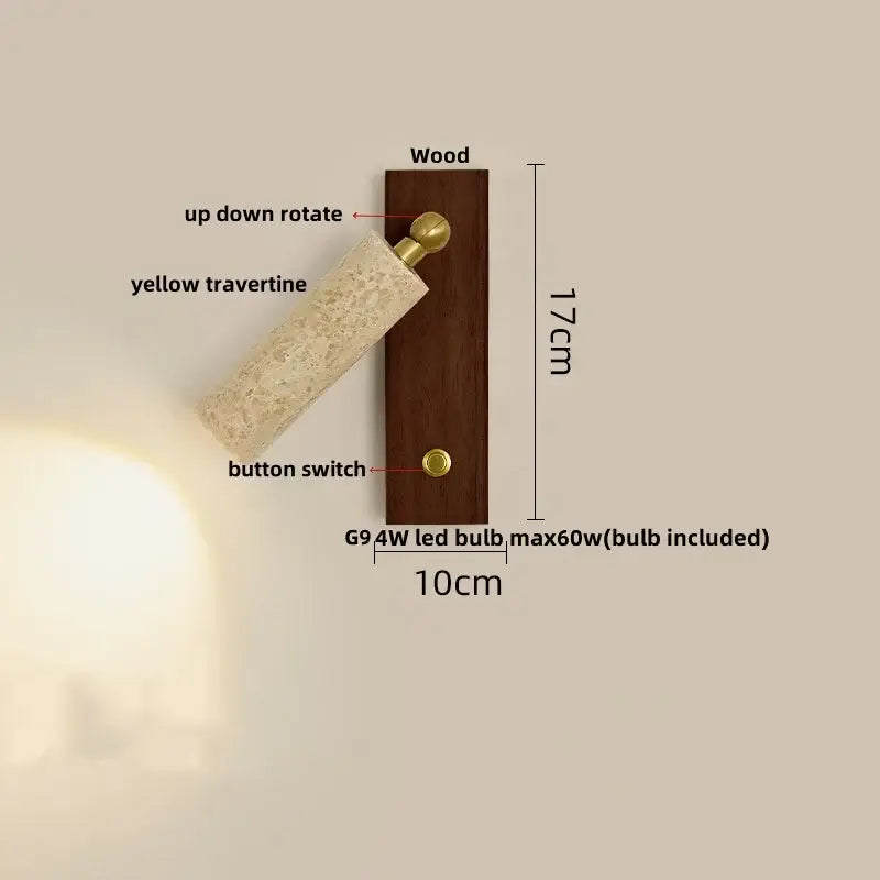 DecorBites™ Black Iron LED Wall Light Fixture Coffee Nordic Wood Switch Bedside Lamp