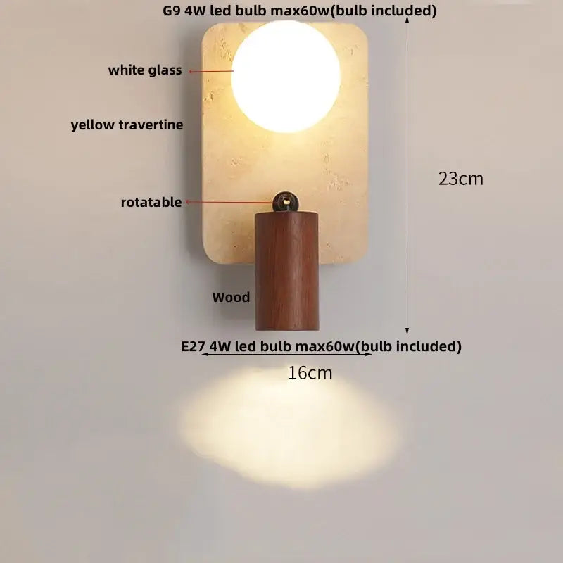 DecorBites™ Black Iron LED Wall Light Fixture Coffee Nordic Wood Switch Bedside Lamp