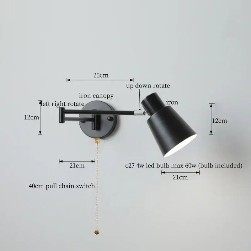 DecorBites™ Black Iron LED Wall Sconce for Home Decor - Modern Nordic Style