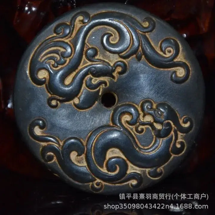 DecorBites™ Black Iron Meteorite Sun God Statue - Hongshan Culture Archaize Sculpture