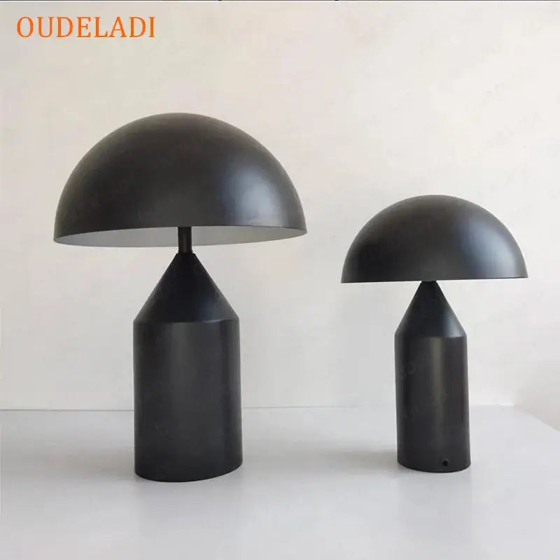 مصباح طاولة DecorBites™ Black Iron Mushroom، تصميم نورديك، لمسة ذهبية، إضاءة لغرفة المعيشة وغرفة النوم