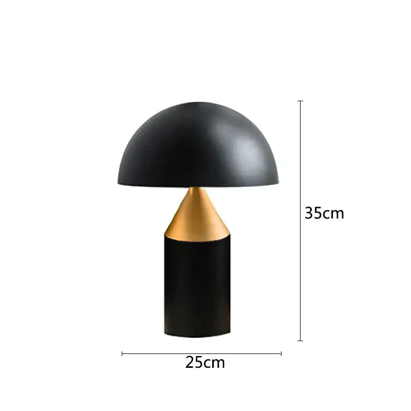 مصباح طاولة DecorBites™ Black Iron Mushroom، تصميم نورديك، لمسة ذهبية، إضاءة لغرفة المعيشة وغرفة النوم