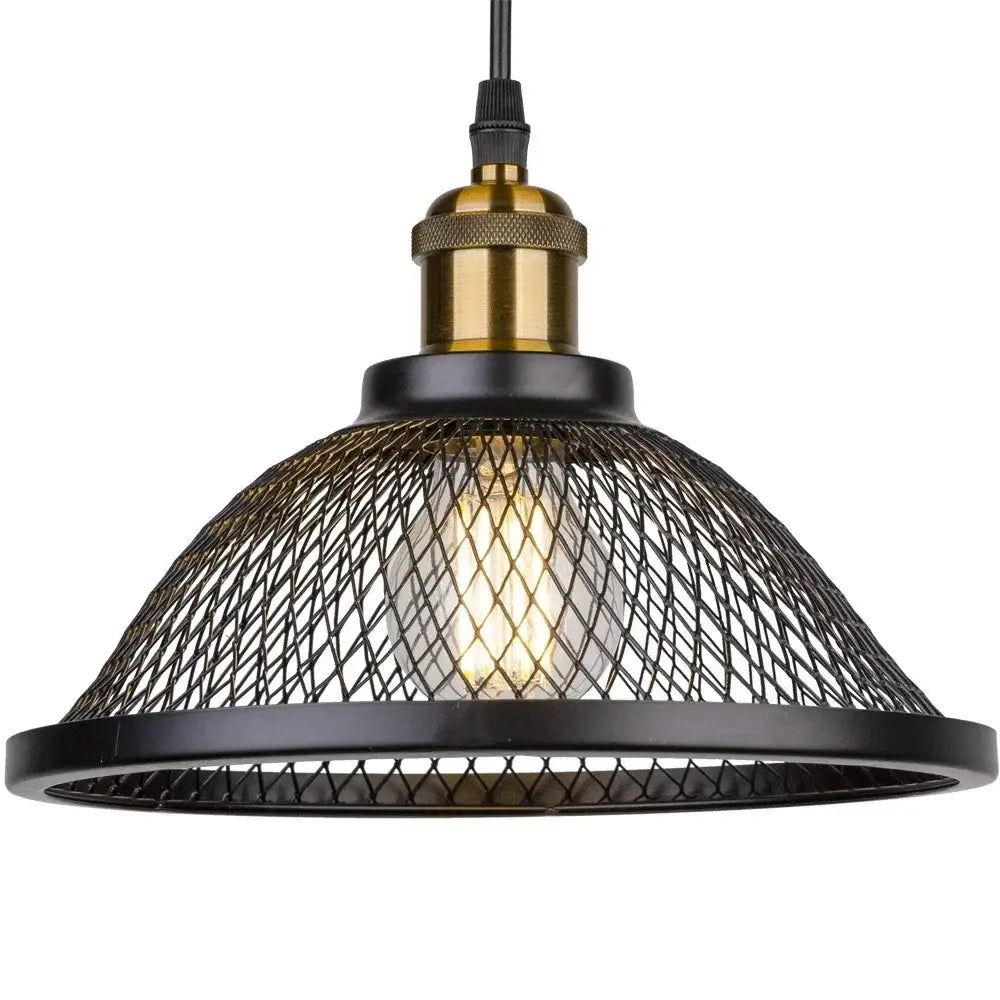DecorBites™ Black Iron Net-Cage Kitchen Pendant Light with LED for Bedroom & Living Room