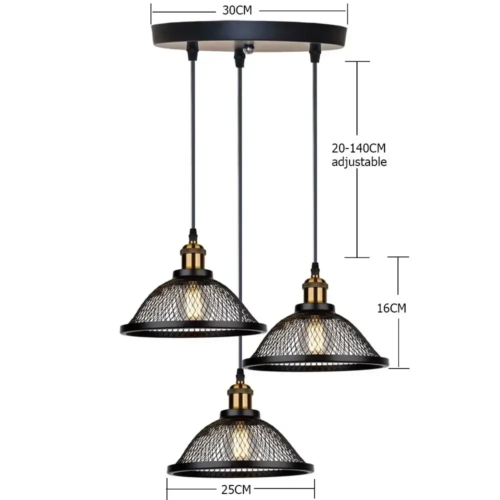 DecorBites™ Black Iron Net-Cage Kitchen Pendant Light with LED for Bedroom & Living Room