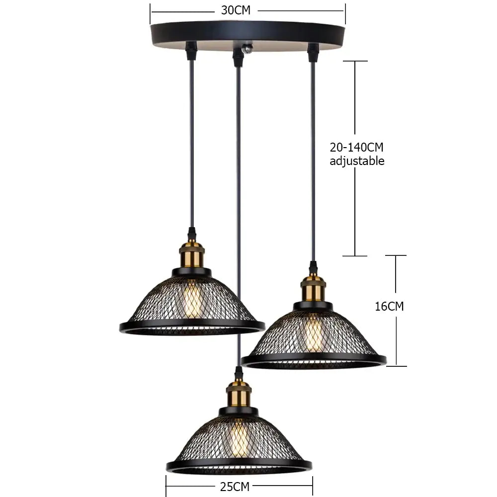DecorBites™ Black Iron Net-Cage Pendant Light Fixture for Kitchen, Bedroom, Living Room, Restaurant