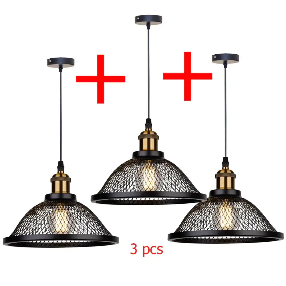 DecorBites™ Black Iron Net-Cage Pendant Light Fixture for Kitchen, Bedroom, Living Room, Restaurant