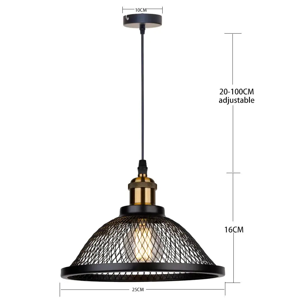 DecorBites™ Black Iron Net-Cage Pendant Light Fixture for Kitchen, Bedroom, Living Room, Restaurant