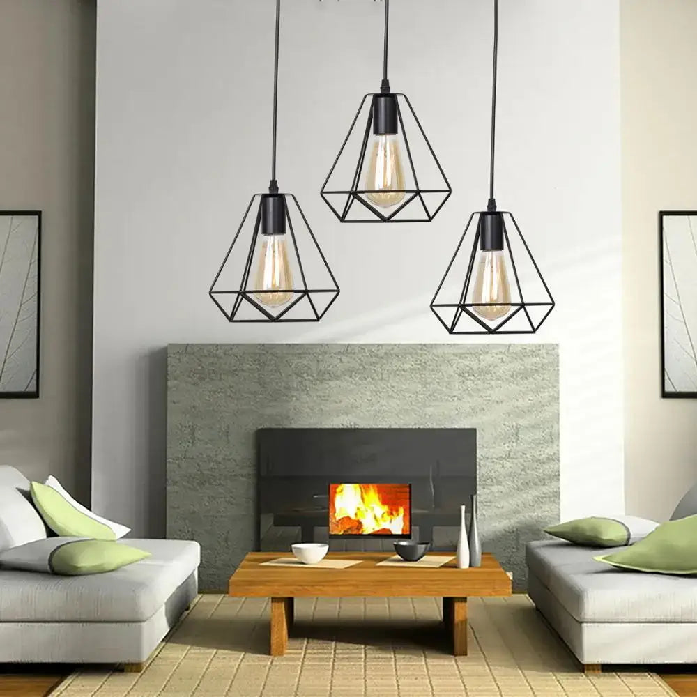 DecorBites™ Black Iron Pendant Lights for Kitchen Living Room Bedroom Restaurant