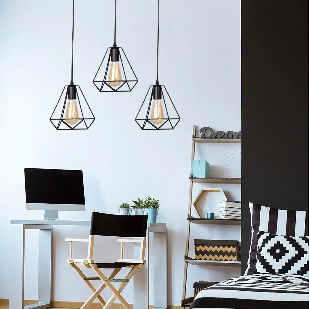 DecorBites™ Black Iron Pendant Lights for Kitchen Living Room Bedroom Restaurant