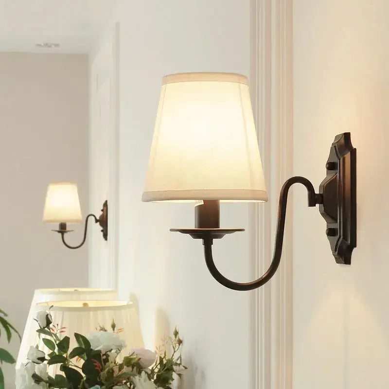 DecorBites™ Black Iron Wall Lamp: Elegant Rural Bedroom & Living Room Sconce with European Flair
