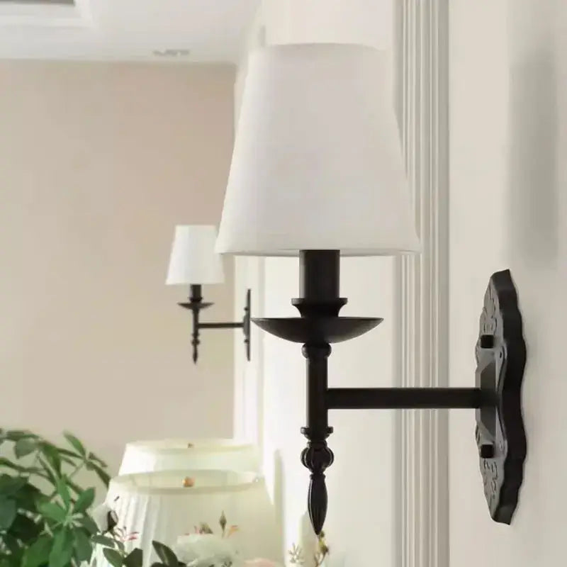 DecorBites™ Black Iron Wall Lamp Retro Bedroom Hotel European Living Room Sconce