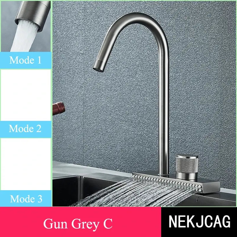 DecorBites™ Black Kitchen Faucet: Flexible Pull Out 3 Nozzle Mixer Tap