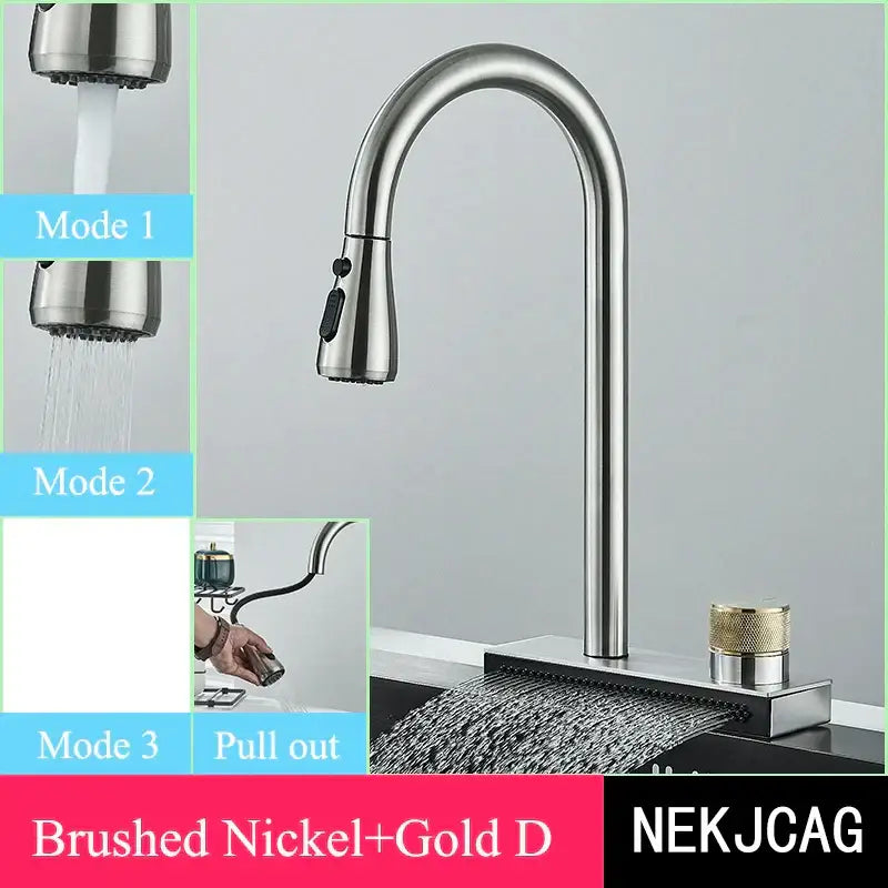 DecorBites™ Black Kitchen Faucet: Flexible Pull Out 3 Nozzle Mixer Tap