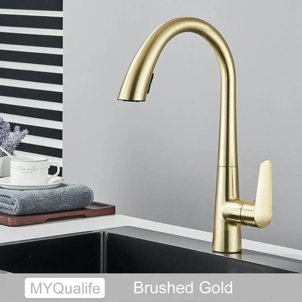 DecorBites™ Black Kitchen Faucet Single Handle Pull Out Hot Cold Water Mixer Tap