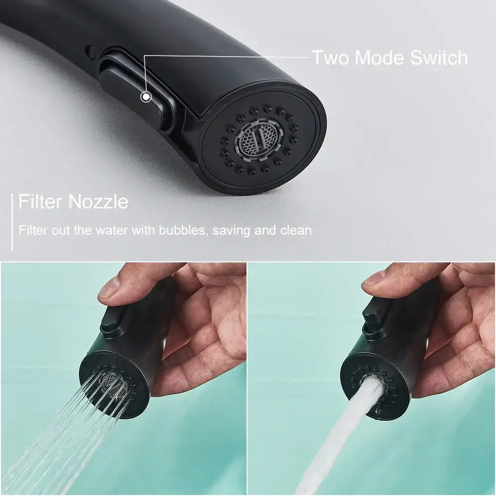 DecorBites™ Black Kitchen Faucet Single Handle Pull Out Hot Cold Water Mixer Tap