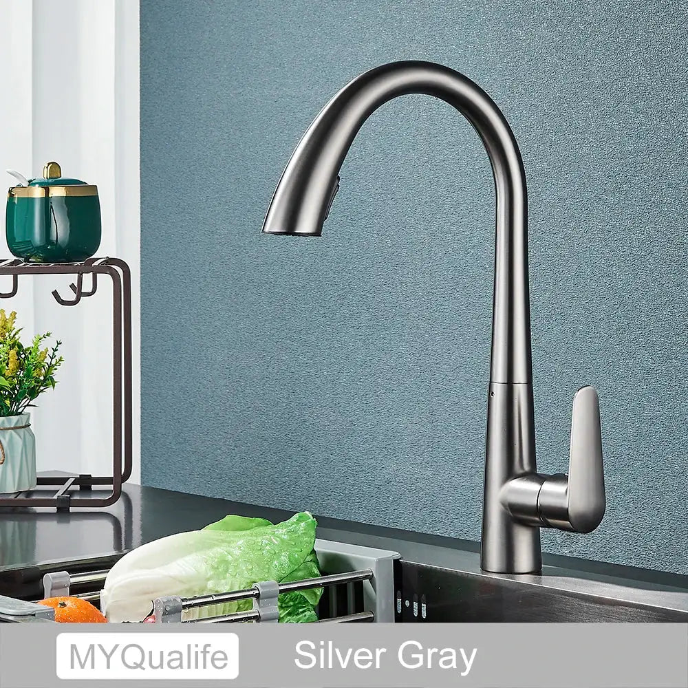 DecorBites™ Black Kitchen Faucet Single Handle Pull Out Hot Cold Water Mixer Tap