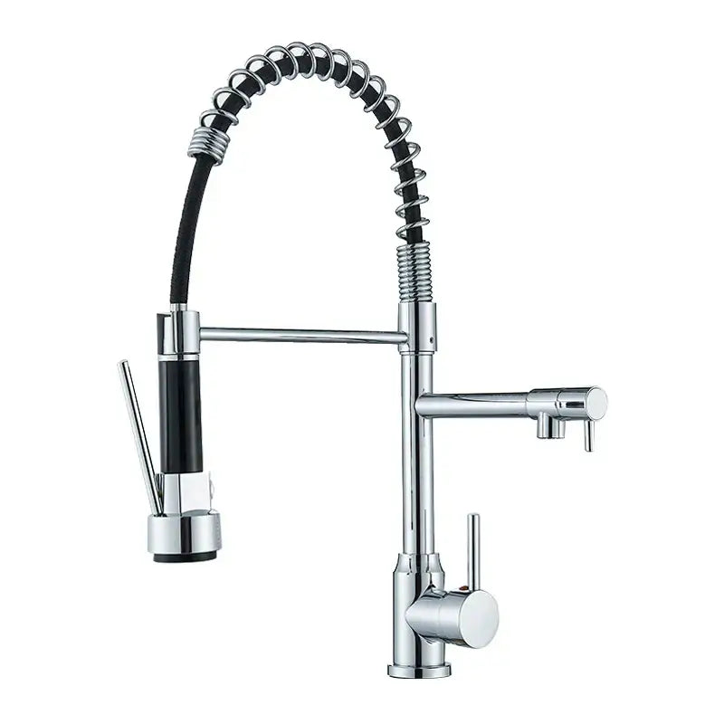 DecorBites™ Black Kitchen Faucet Spring Pull Down Sprayer Dual Spout Nozzle Mixer Tap