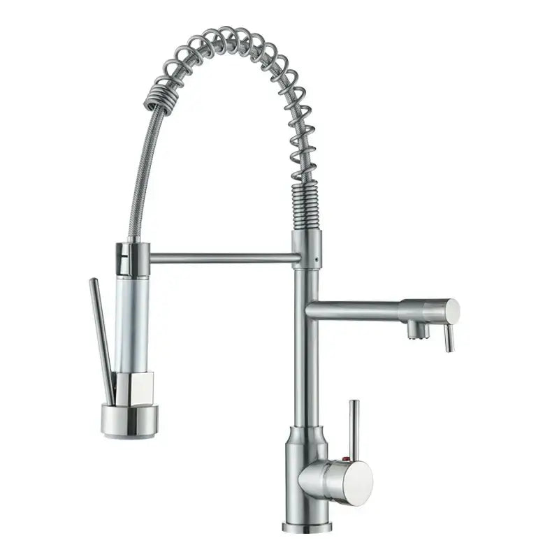 DecorBites™ Black Kitchen Faucet Spring Pull Down Sprayer Dual Spout Nozzle Mixer Tap