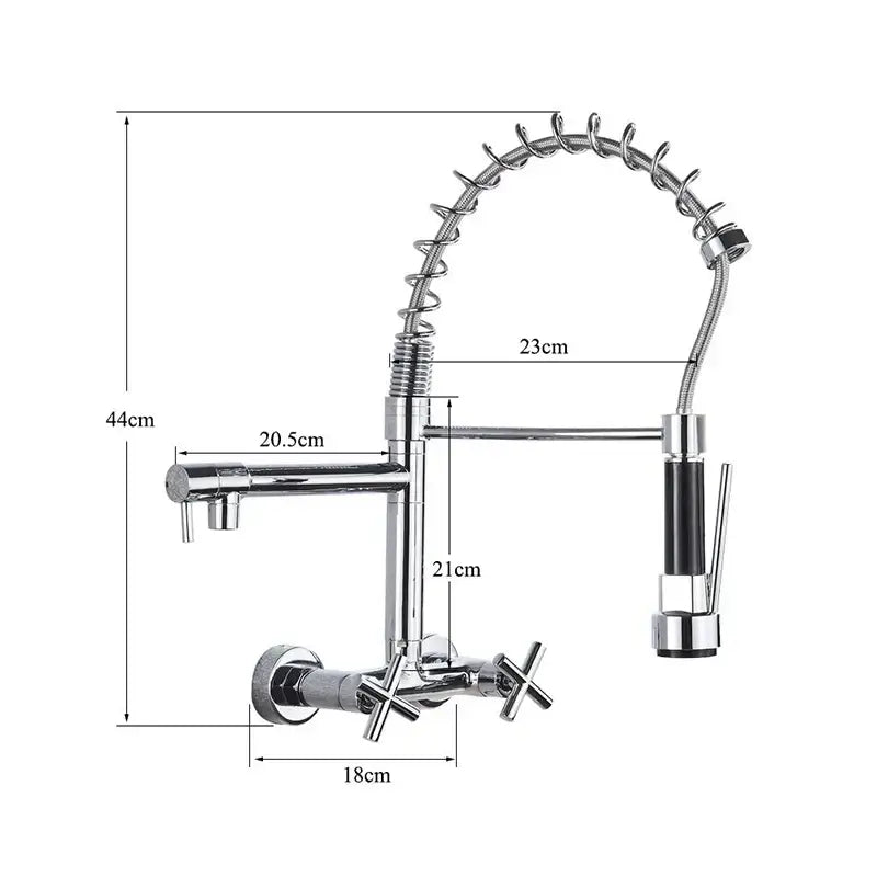 DecorBites™ Black Kitchen Faucet Wall Mounted Dual Swivel Spouts Vessel Sink Mixer Tap