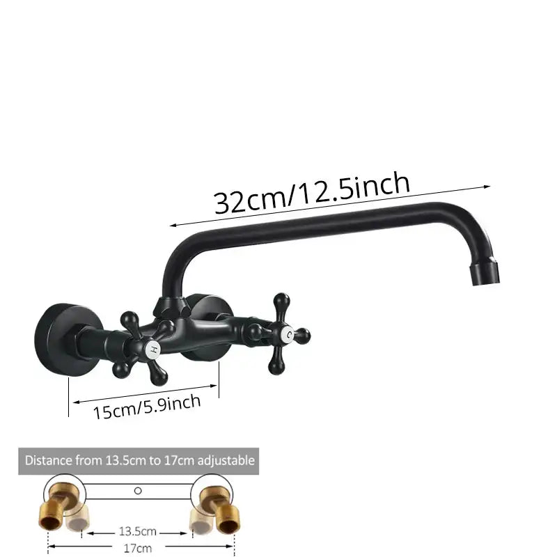 DecorBites™ Black Kitchen Faucet: Wall Mounted Swivel Mixer Tap for Bath Sink