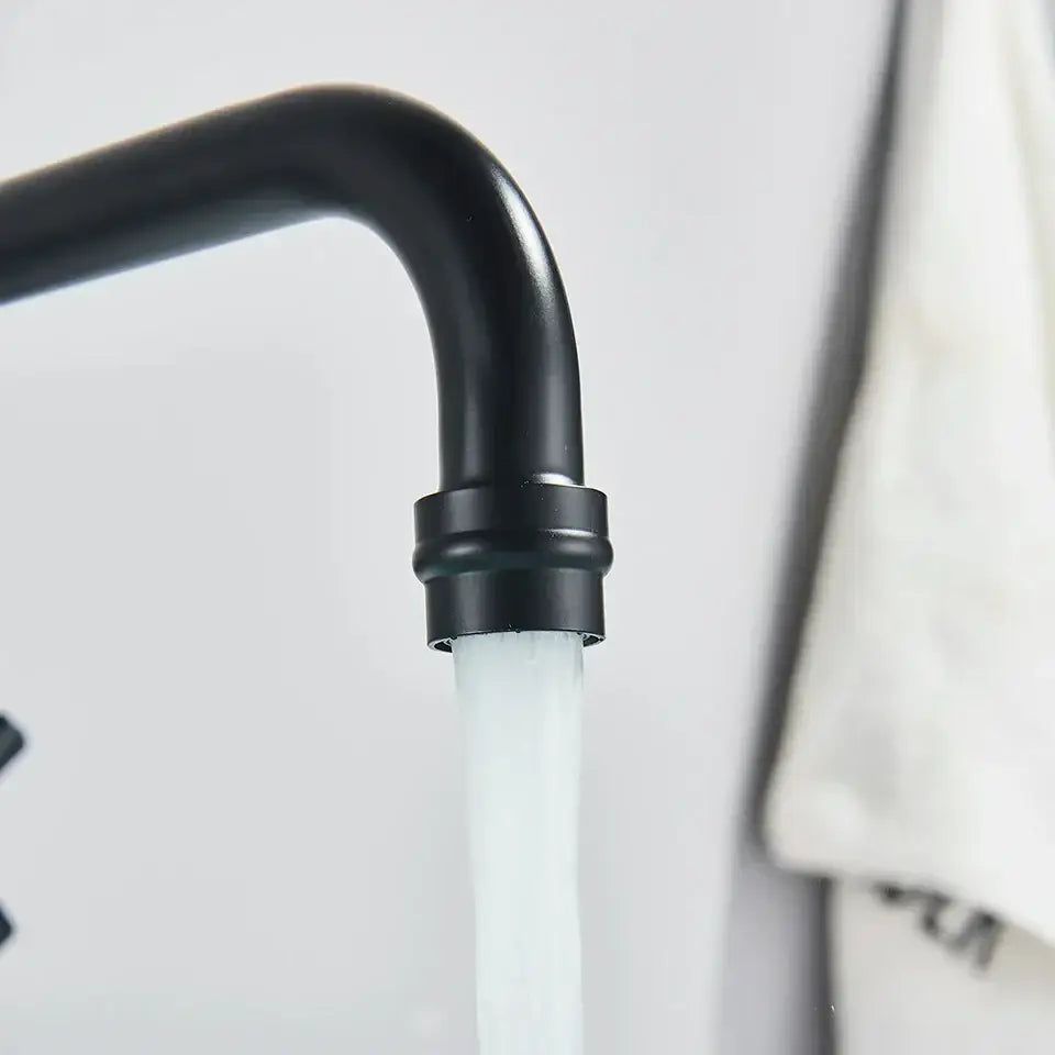 DecorBites™ Black Kitchen Faucet: Wall Mounted Swivel Mixer Tap for Bath Sink