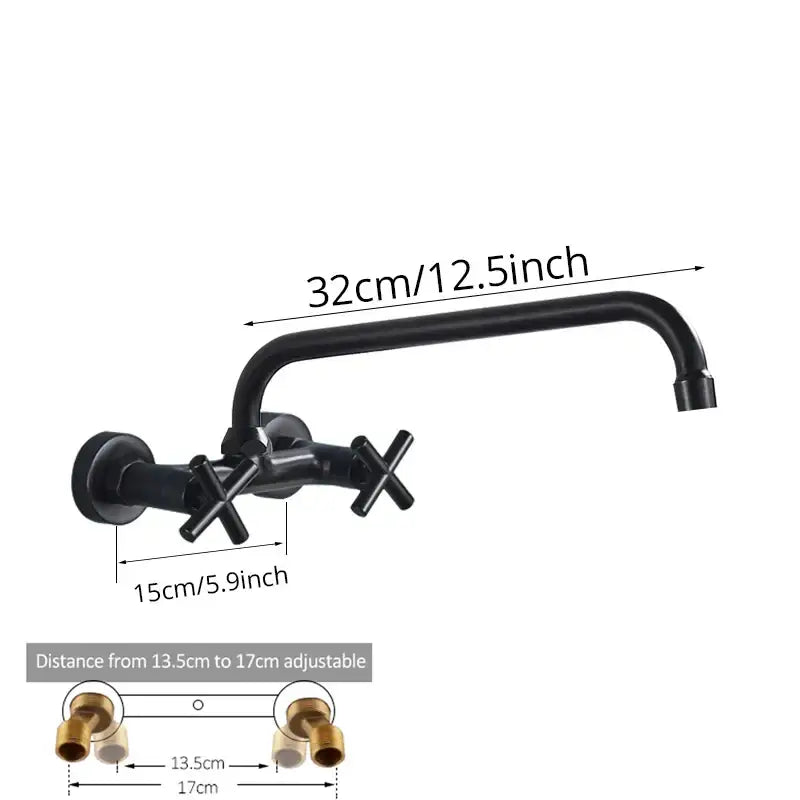 DecorBites™ Black Kitchen Faucet: Wall Mounted Swivel Mixer Tap for Bath Sink