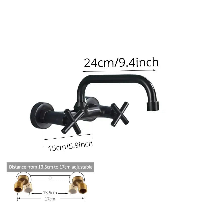 DecorBites™ Black Kitchen Faucet: Wall Mounted Swivel Mixer Tap for Bath Sink