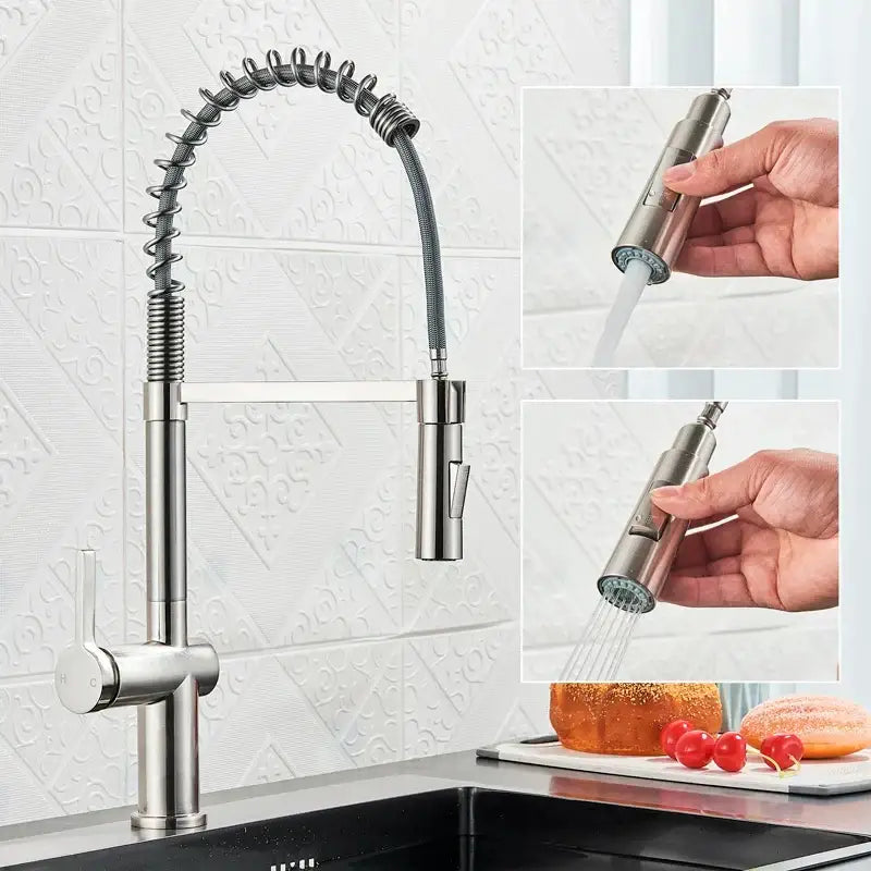 DecorBites™ Black Kitchen Faucet with Dual Mode Sprayer, 360 Rotation, Hot & Cold Mixer