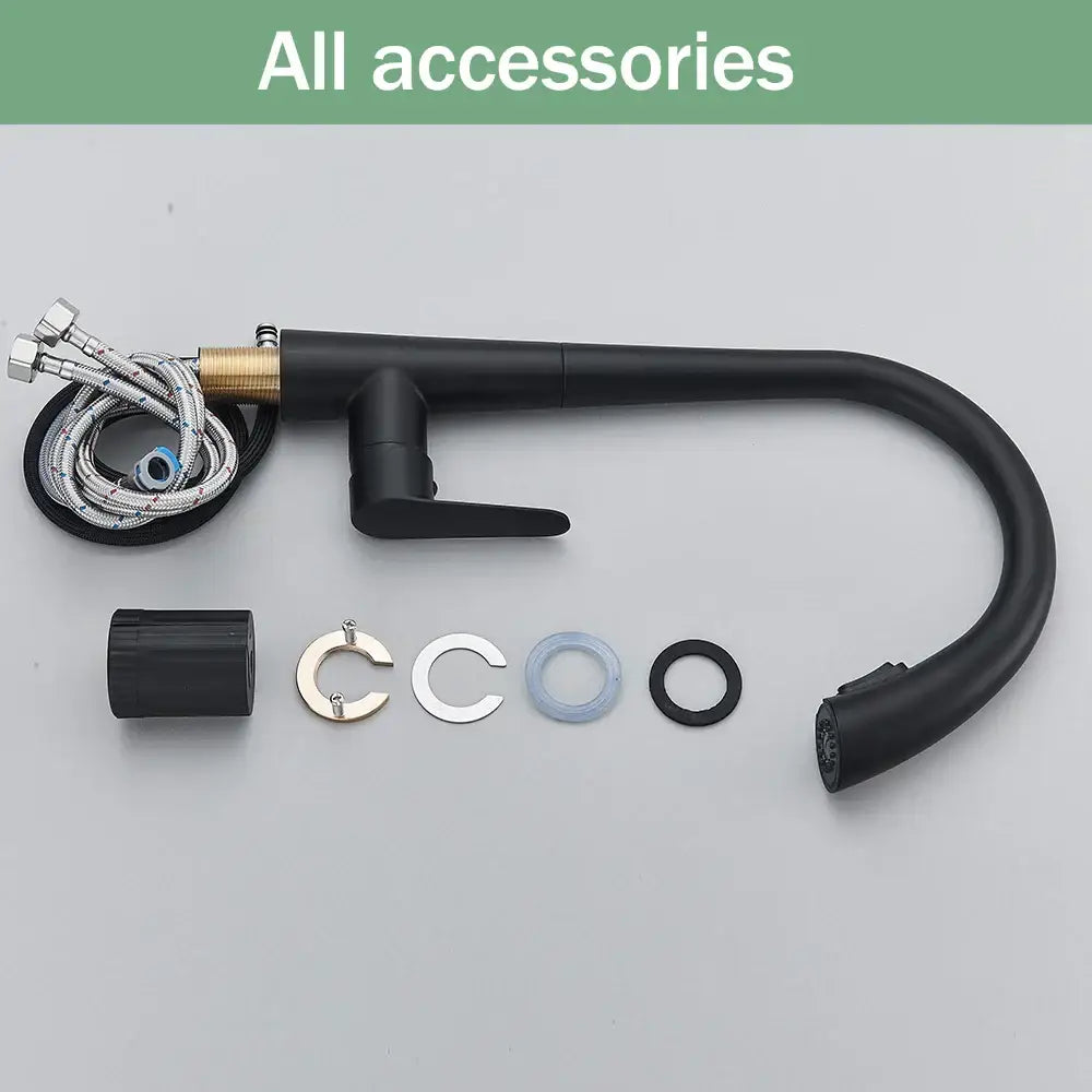 DecorBites™ Black Kitchen Faucet with Pull Out Sprayer and Single Lever Control