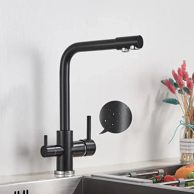 DecorBites™ Black Kitchen Faucet with Rotatable Water Purification Feature