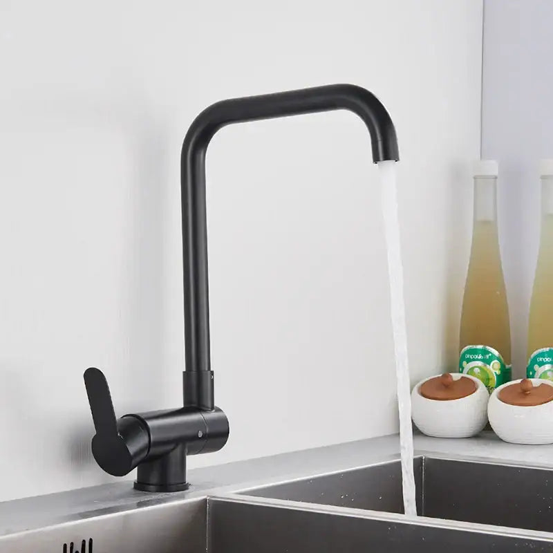 DecorBites™ Black Kitchen Rotating Faucet | Foldable Single Handle Mixer Faucet