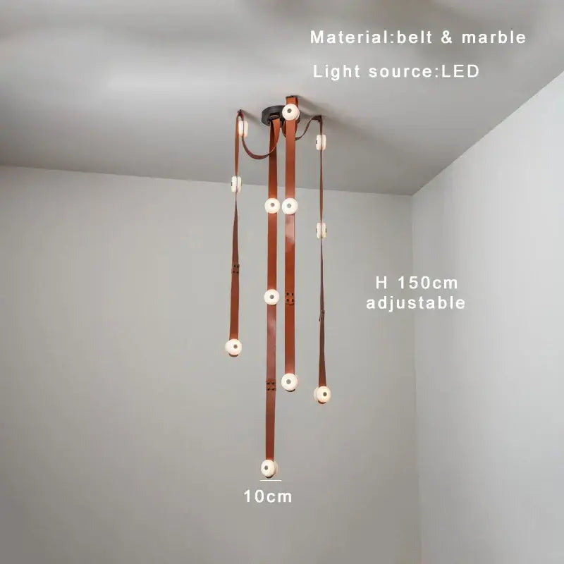 DecorBites™ Black Leather Marble Chandeliers | Adjustable Dining Room Lamps | Easy Installation Home Decor
