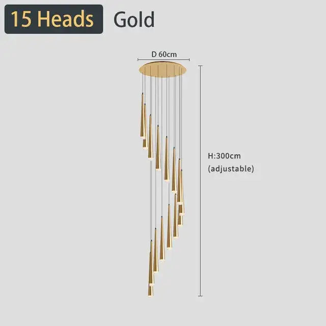 DecorBites™ Black LED Ceiling Chandelier: Stylish Staircase Lighting for Home Decor & Living Room