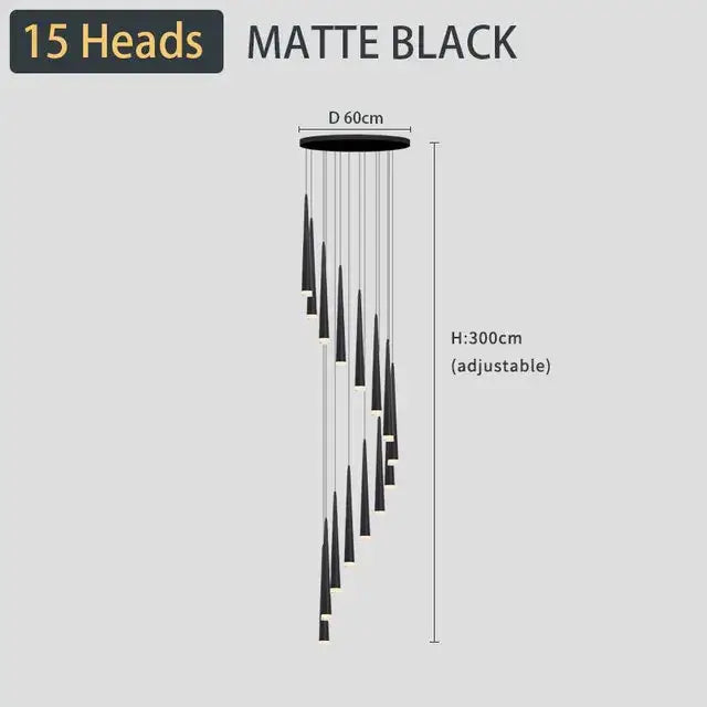 DecorBites™ Black LED Ceiling Chandelier: Stylish Staircase Lighting for Home Decor & Living Room