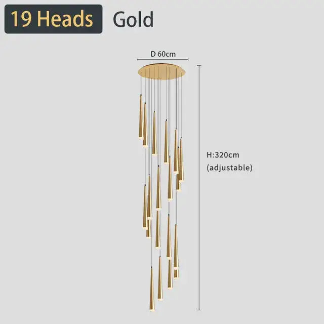 DecorBites™ Black LED Ceiling Chandelier: Stylish Staircase Lighting for Home Decor & Living Room