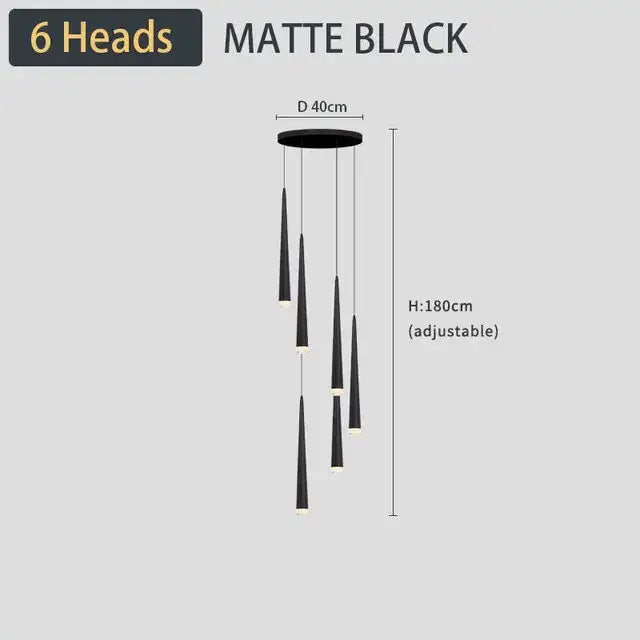 DecorBites™ Black LED Ceiling Chandelier: Stylish Staircase Lighting for Home Decor & Living Room