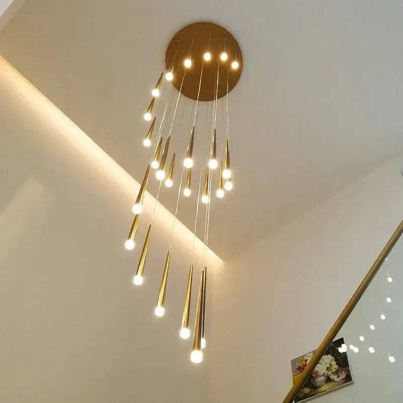 DecorBites™ Black LED Ceiling Chandelier: Stylish Staircase Lighting for Home Decor & Living Room