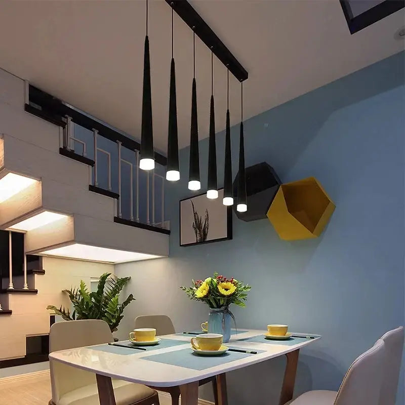 DecorBites™ Black LED Ceiling Chandelier: Stylish Staircase Lighting for Home Decor & Living Room