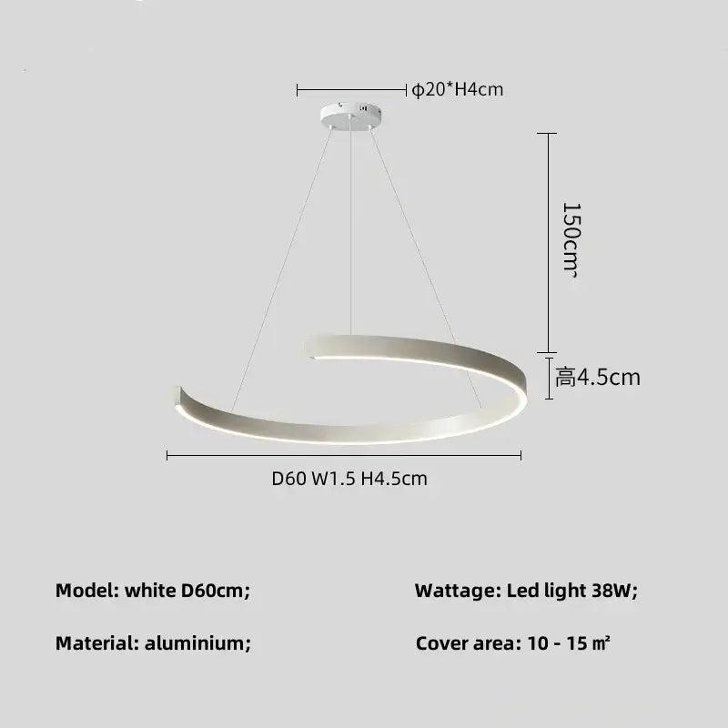 ثريا قلادة DecorBites™ LED سوداء للبهو والسلالم والبار، مصباح تعليق داخلي بسيط