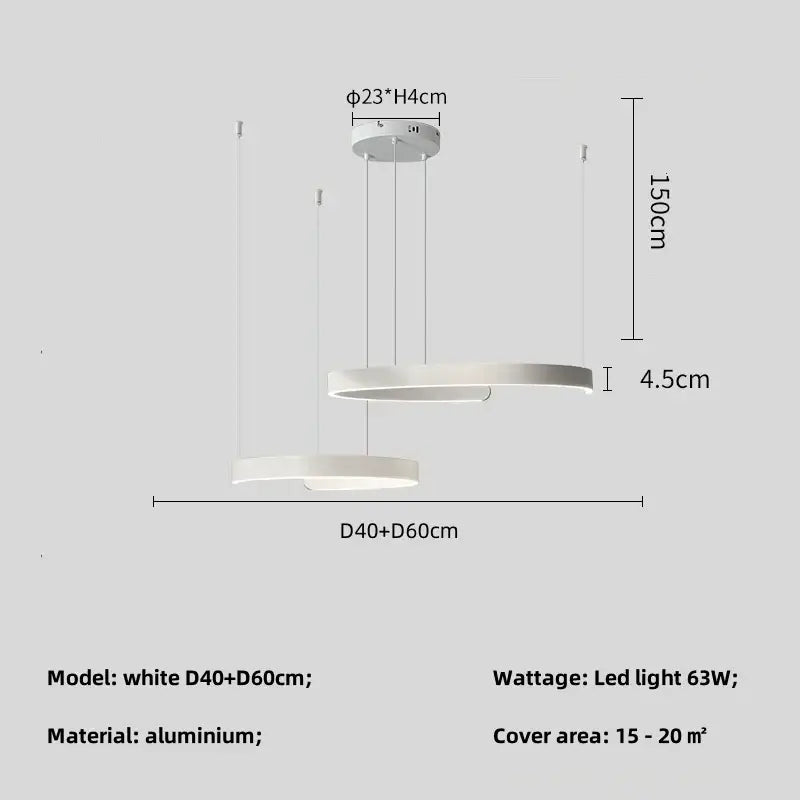 ثريا قلادة DecorBites™ LED سوداء للبهو والسلالم والبار، مصباح تعليق داخلي بسيط